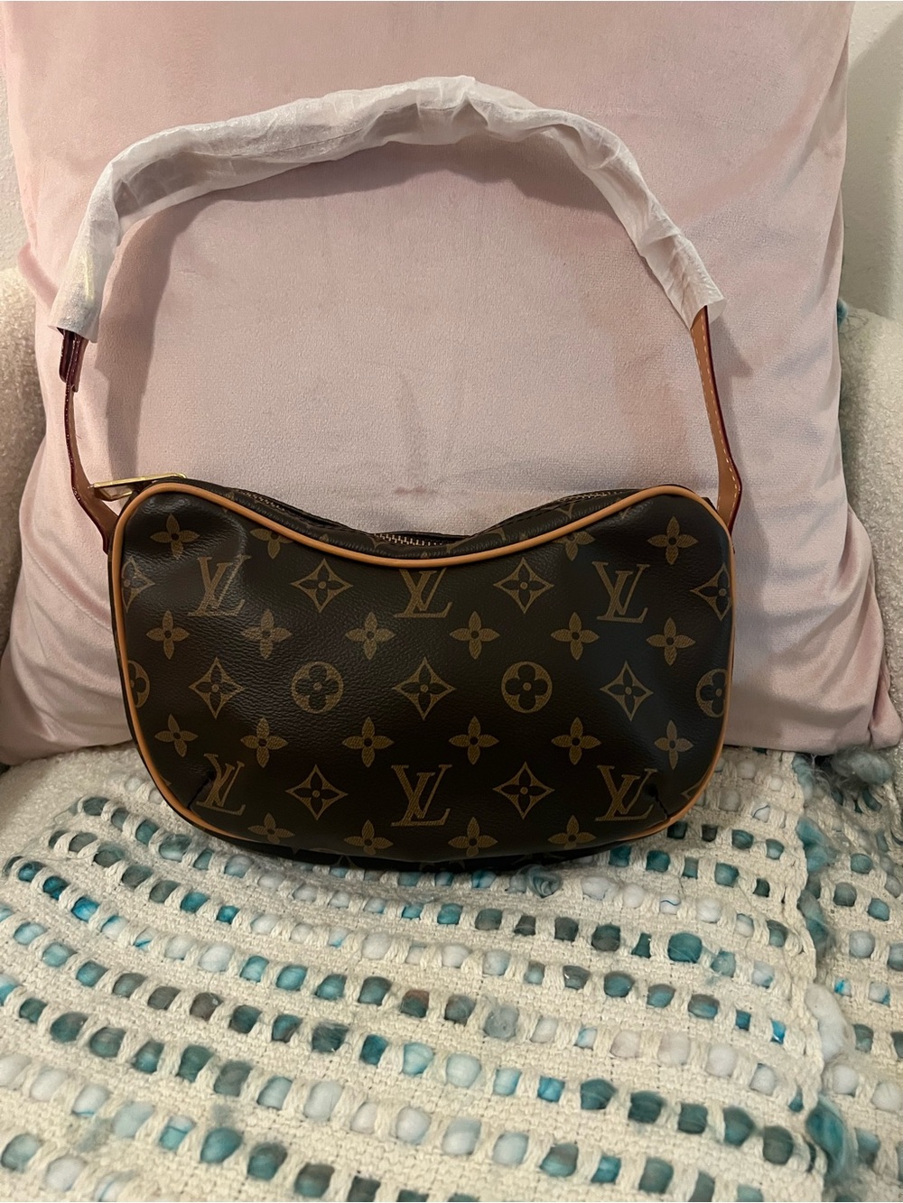 INSPIRED Brown Monogram Crescent Shoulder Bag - Picture 2 of 8